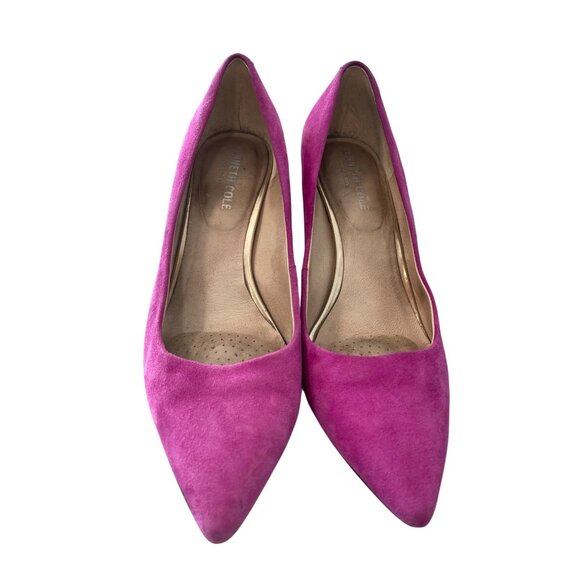 Kenneth Cole Riley 85 Pump Size 8 Magenta Pink Suede Leather Pointed Toe Heels - Picture 2 of 9